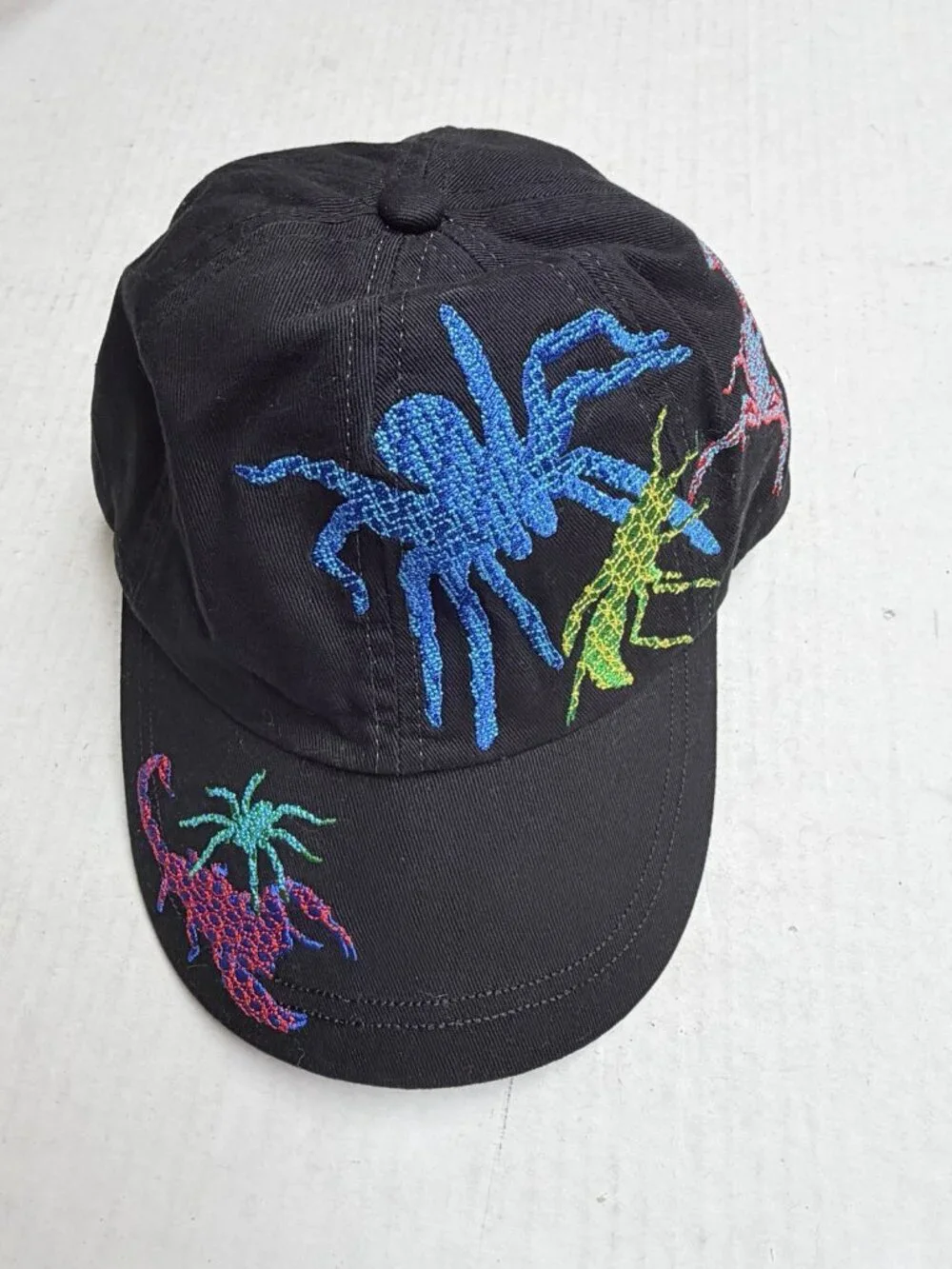 Kids Bugs Scorpion Spider Ball Cap Hat Fitted Baseball Embroidered Black